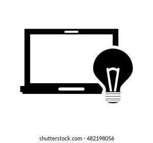 laptop frontview and lightbulb icon 