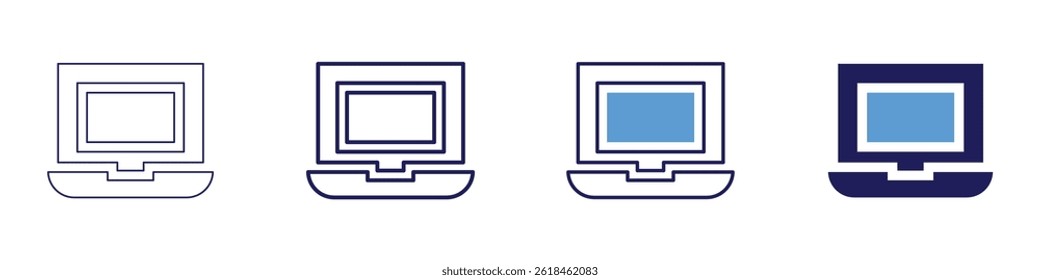 Laptop frustration icon in 4 different styles. Thin Line, Line, Bold Line, Duotone. Duotone style. Editable stroke.