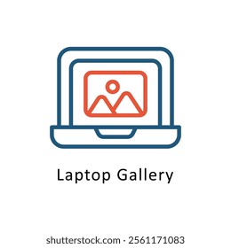Laptop Gallery Vector Two Color Icon. Eps file 10