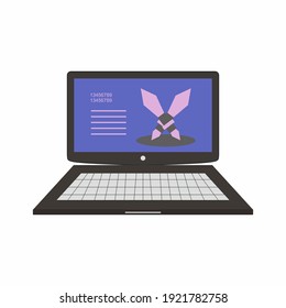 Laptop-Gaming-Stil flach Symbol. Minimales Notebook-Design für E-Sport-Gaming einzeln auf weißem Hintergrund. Modernes technologisches digitales Element mit dem Bildschirm auf. Vektorgrafik