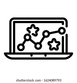 Laptop gaming icon. Outline laptop gaming vector icon for web design isolated on white background