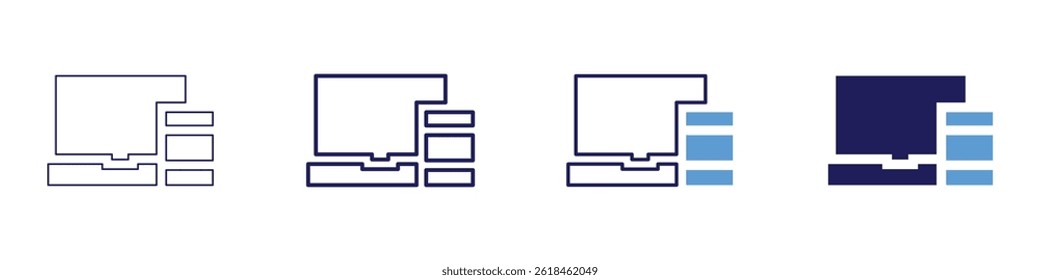 Laptop gateway icon in 4 different styles. Thin Line, Line, Bold Line, Duotone. Duotone style. Editable stroke.
