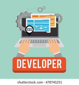 laptop gear developer web responsive development website programming icon set. Colorful design. Vector illustration