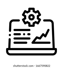 Laptop Gear Graphic Icon Vector. Outline Laptop Gear Graphic Sign. Isolated Contour Symbol Illustration