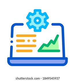 Laptop Gear Graphic Icon Vector. Outline Laptop Gear Graphic Sign. Color Isolated Contour Symbol Illustration