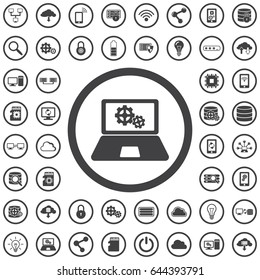 Laptop gear icon. Set con technology icons