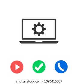 laptop and gear icon. Vector web design