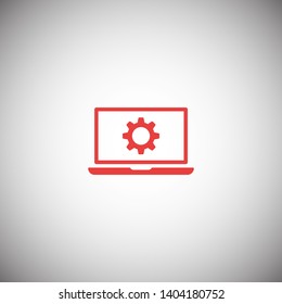 laptop and gear icon. Vector web design