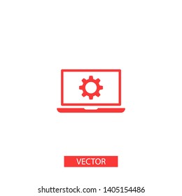 laptop and gear icon. Vector web design