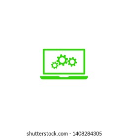 laptop and gear icon. Vector web design