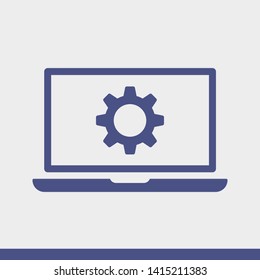 laptop and gear icon. Vector web design