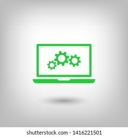 laptop and gear icon. Vector web design