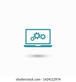 laptop and gear icon. Vector web design