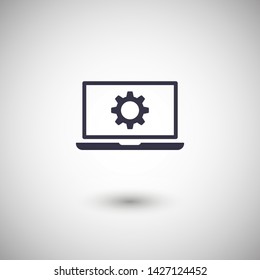laptop and gear icon. Vector web design