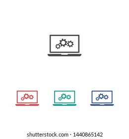 laptop and gear icon. Vector web design