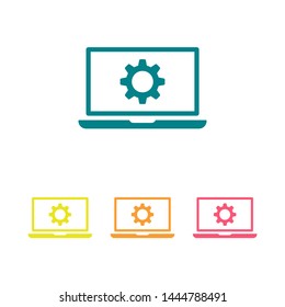 laptop and gear icon. Vector web design