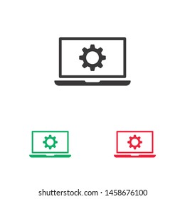 laptop and gear icon. Vector web design