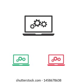 laptop and gear icon. Vector web design