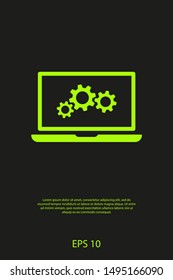 laptop and gear icon. Vector web design