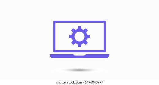 laptop and gear icon. Vector web design