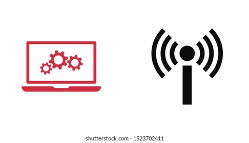 laptop and gear icon. Vector web design