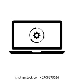 laptop and gear icon. Vector web design