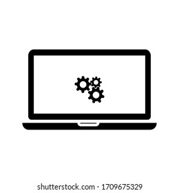 laptop and gear icon. Vector web design