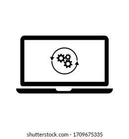 laptop and gear icon. Vector web design