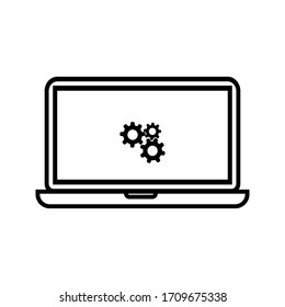 icono de portátil y engranaje. Diseño web de vectores