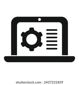 Vector simple del icono del engranaje del ordenador portátil. Engranaje técnico solitario. Doble memoria móvil