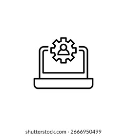 Laptop With Gear And User Icon Representing Settings Or User Profile