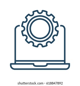 Laptop and Gear vector icon in meaning Performance