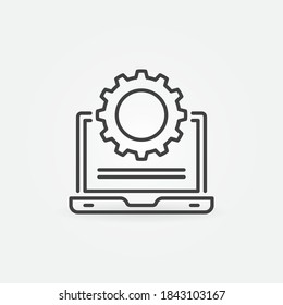Laptop with Gear Wheel line icon. Computer Settings vector concept linear symbol