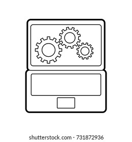 laptop and gears hardware technical icon web icon
