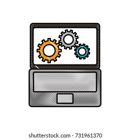 laptop and gears hardware technical icon web icon