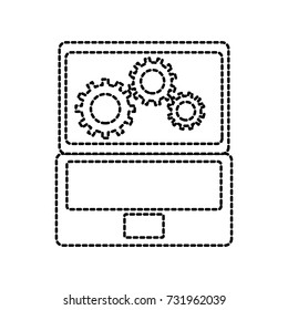 laptop and gears hardware technical icon web icon