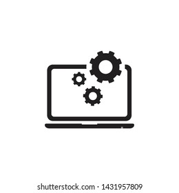 laptop and gears icon design. 