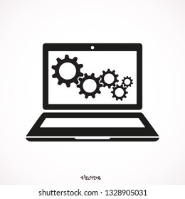 laptop and gears icon. One of set web icons