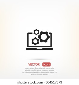 laptop and gears icon. One of set web icons