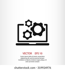 laptop and gears icon. One of set web icons