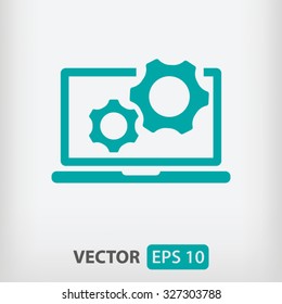 laptop and gears icon. One of set web icons