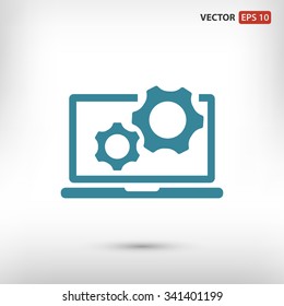 laptop and gears icon. One of set web icons