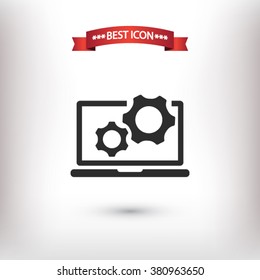 laptop and gears icon. One of set web icons
