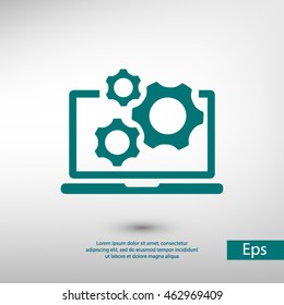laptop and gears icon. One of set web icons