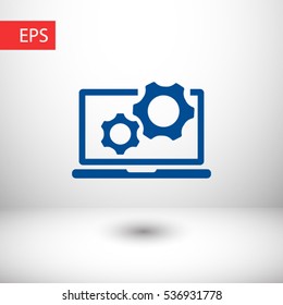 laptop and gears icon. One of set web icons