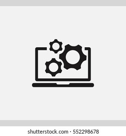 laptop and gears icon. One of set web icons