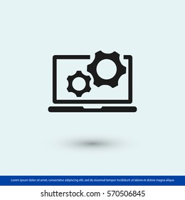 laptop and gears icon. One of set web icons