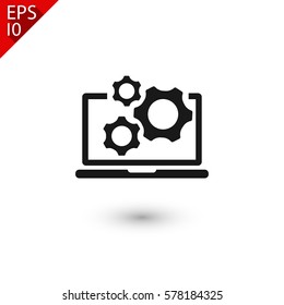 laptop and gears icon. One of set web icons