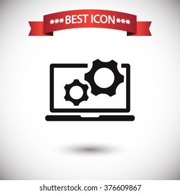 Laptop gears icon vector