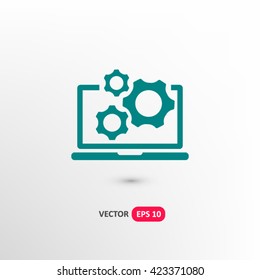 Laptop gears icon vector